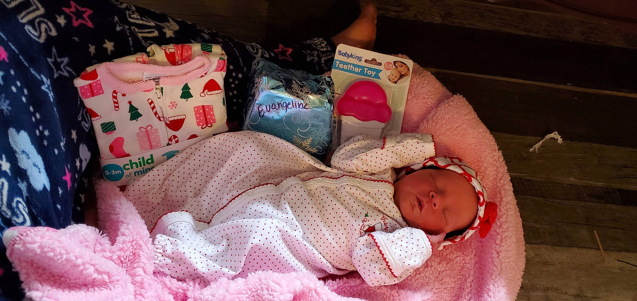 Evangeline is registered to the contest to win money with this photo: baby, bedtime, birth, child, person, pink, toddler