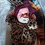 baby, sleeping, pacifier, headwrap, blanket, leopard_print, clothing, infant, cozy, pattern, relaxed, cute, indoors, portrait, child, soft_texture, resting, human, toddler, bed