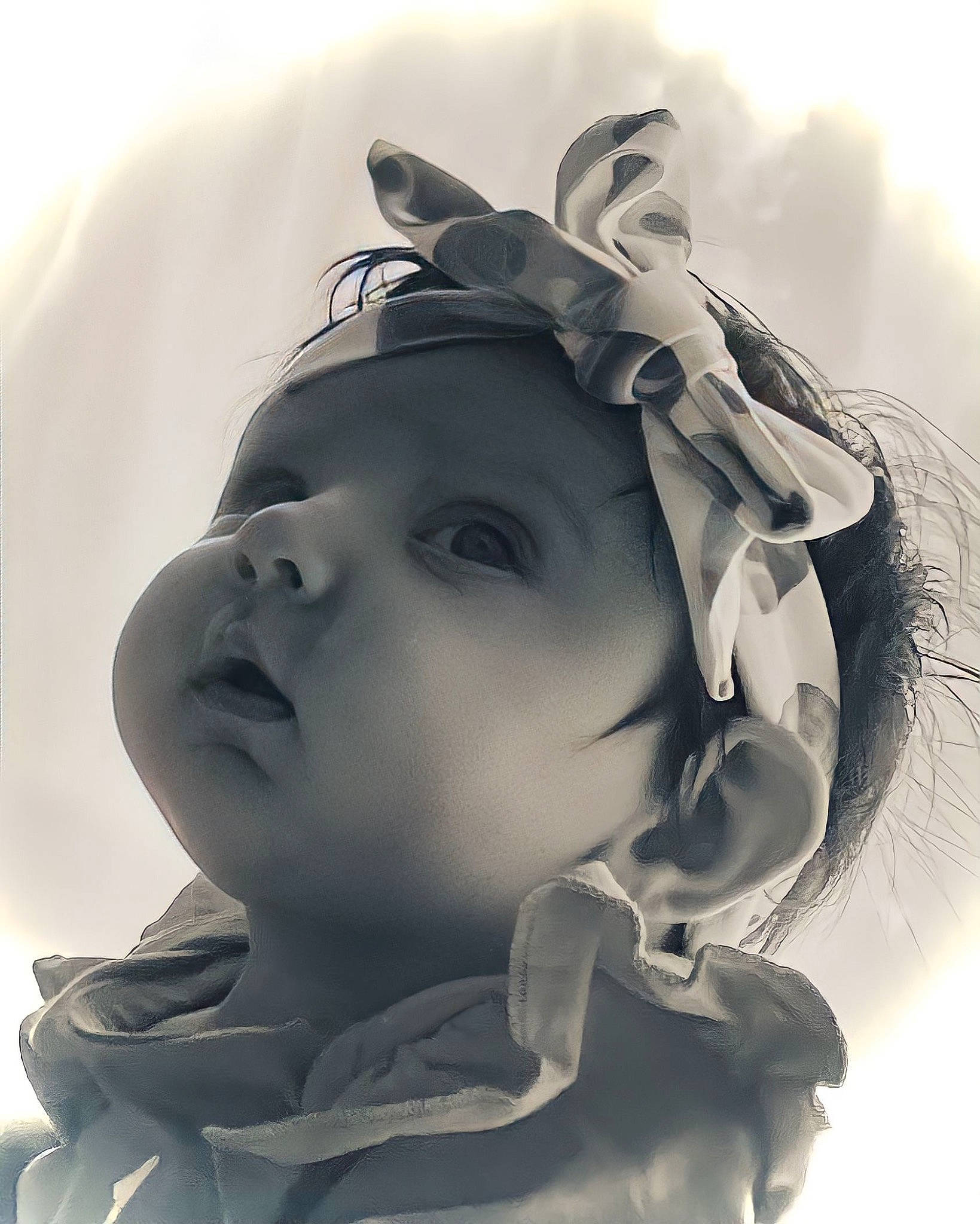 Julia joined the competition — help win amazing prizes! baby, cheek, ear, eye, eyebrow, eyelash, fashion_accessory, flash_photography, hair_accessory, hand, happy, headgear, headpiece, human_body, iris, lip, monochrome, monochrome_photography, person, style