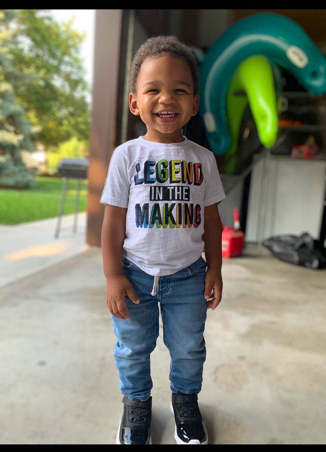 Karter joined the competition — help win amazing prizes! child, denim, electric_blue, face, fun, happy, jeans, joint, joy, knee, leisure, person, plant, recreation, shoulder, sleeve, smile, sportswear, t_shirt, toddler