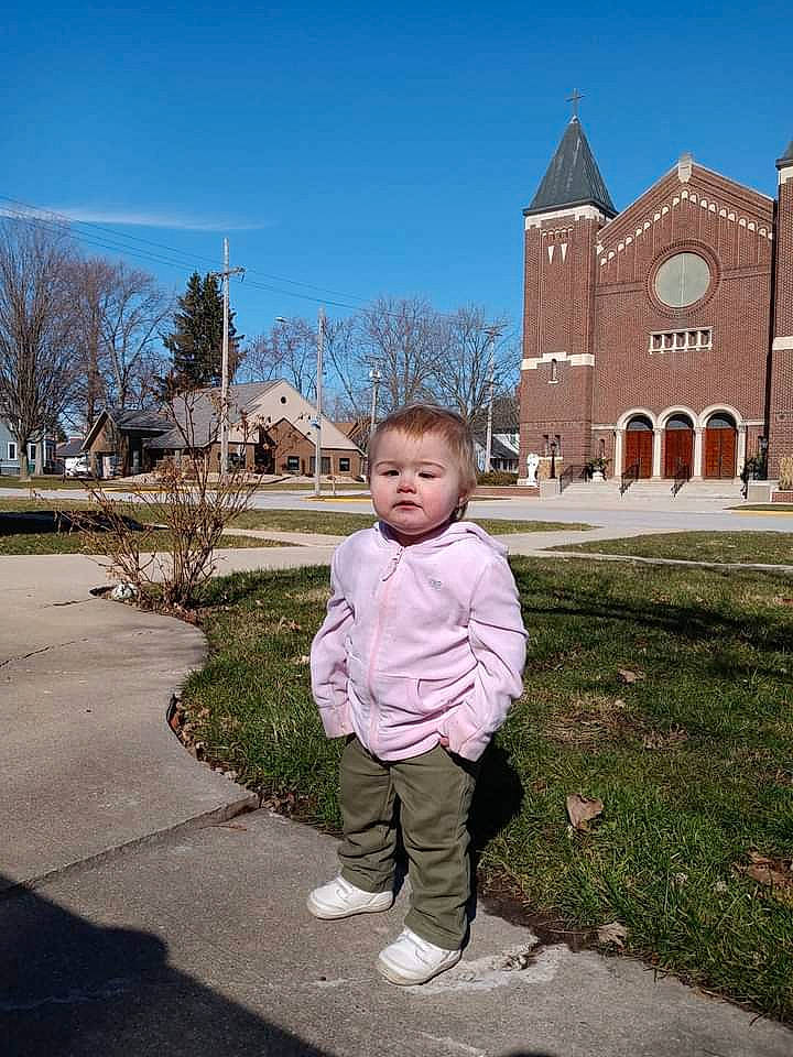 Jenevieve is registered to the contest to win money with this photo: asphalt, baby, child, city, fun, grass, house, landscape, leisure, person, plant, road, road_surface, sidewalk, sky, suburb, toddler, tree, vacation, window
