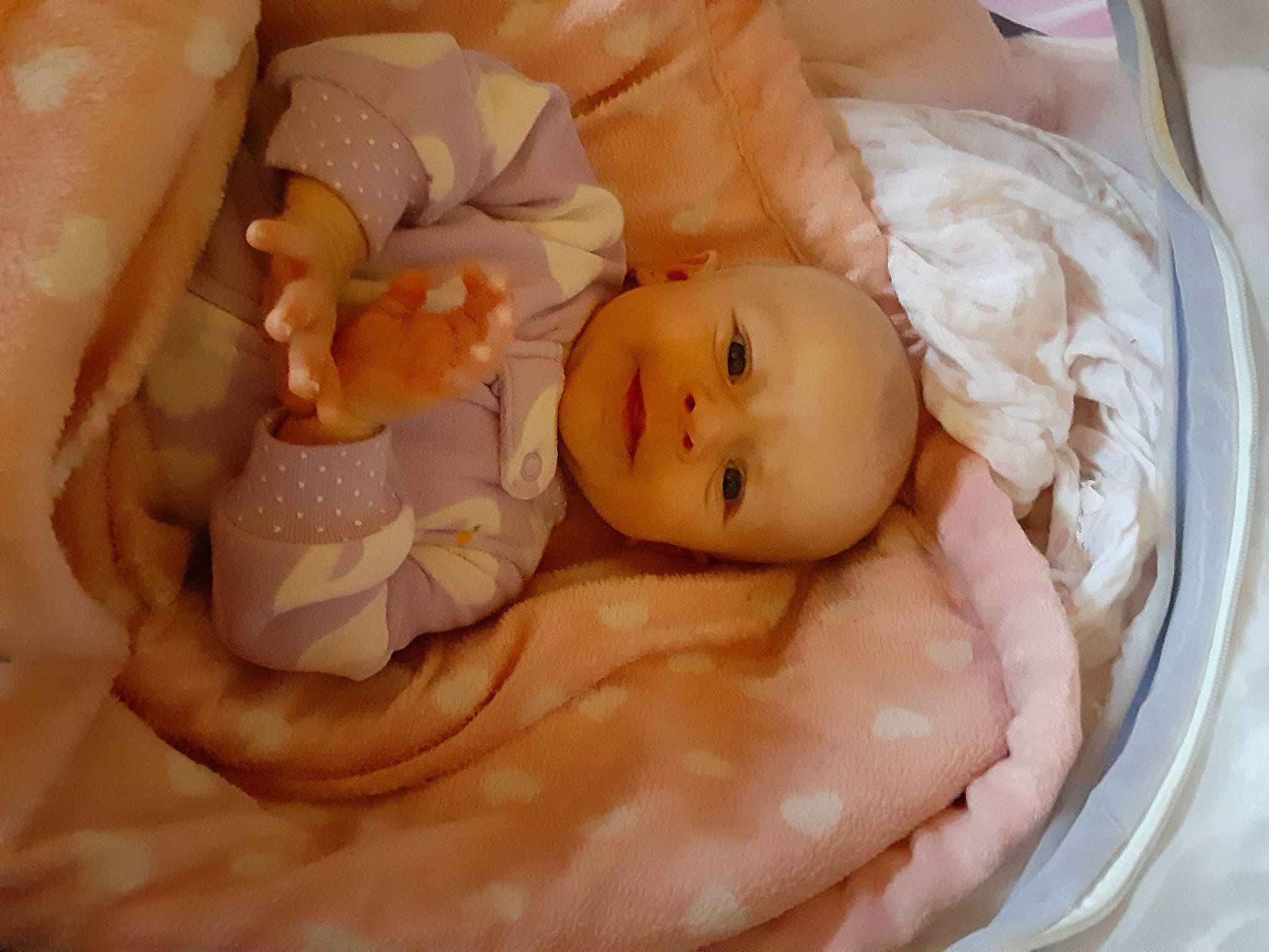 Embrie joined the competition — help win amazing prizes! abdomen, baby, baby_products, baby_sleeping, bathing, cheek, chest, child, comfort, doll, eye, eyelash, head, linens, peach, person, pink, product, textile, toddler