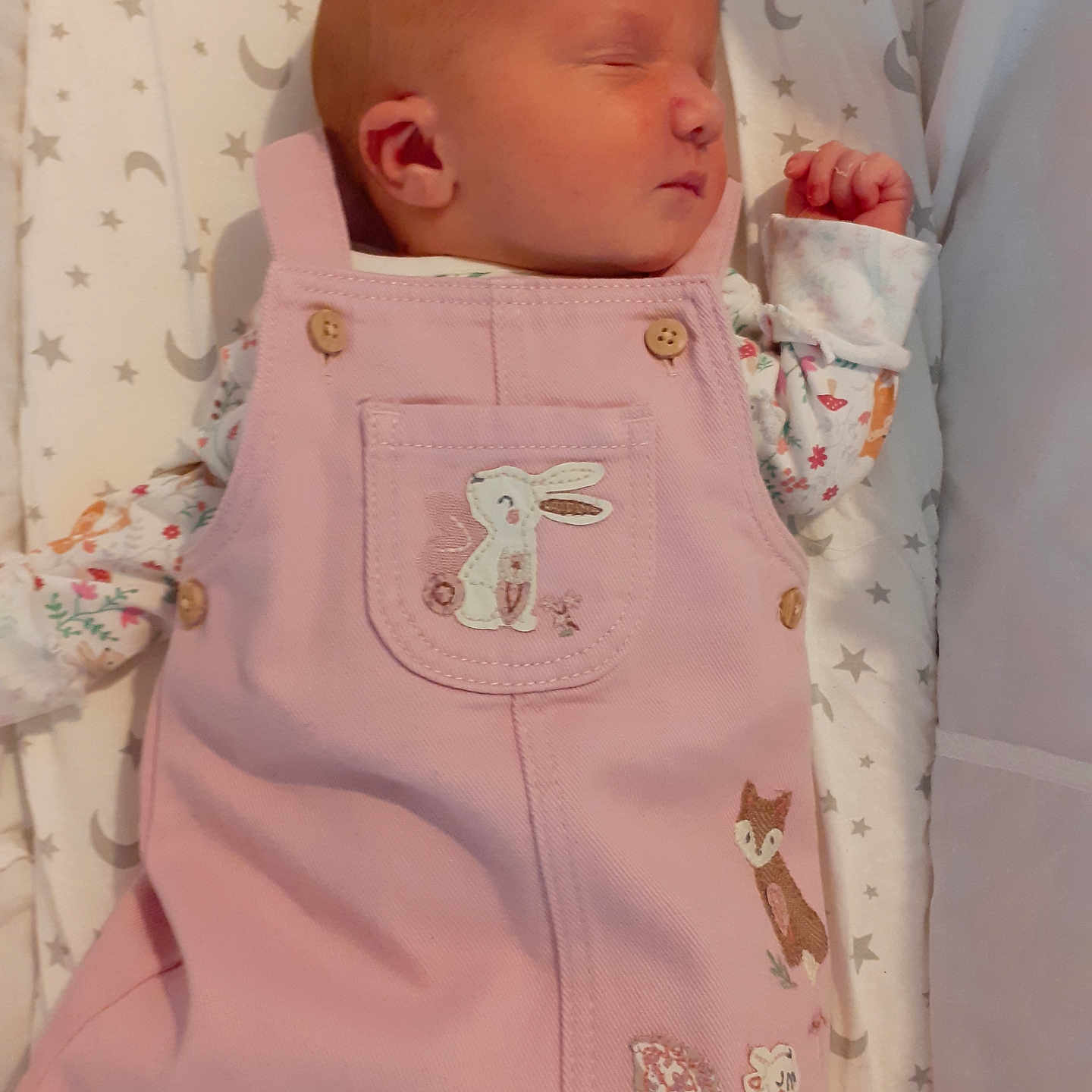 Imogen joined the competition — help win amazing prizes! applique, baby, bed, blanket, clothing, cradle, crib, cushion, dress, face, furniture, head, homedecor, infantbed, jeans, newborn, pants, pattern, person, sleeping