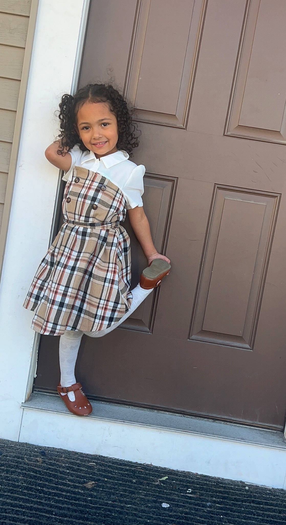 Azalea joined the competition — help win amazing prizes! arm, day_dress, dress, fashion_design, gesture, hairstyle, joint, joy, knee, leg, neck, one_piece_garment, pattern, person, shoe, sleeve, smile, standing, tartan, textile