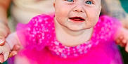 Eliya joined the competition — help win amazing prizes! baby, child, smiling, pink_dress, blue_eyes, happy, portrait, infant, cute, person, holding_hands, outdoor, blurred_background, rosy_cheeks, toddler, clothing, face, head, joyful, closeup