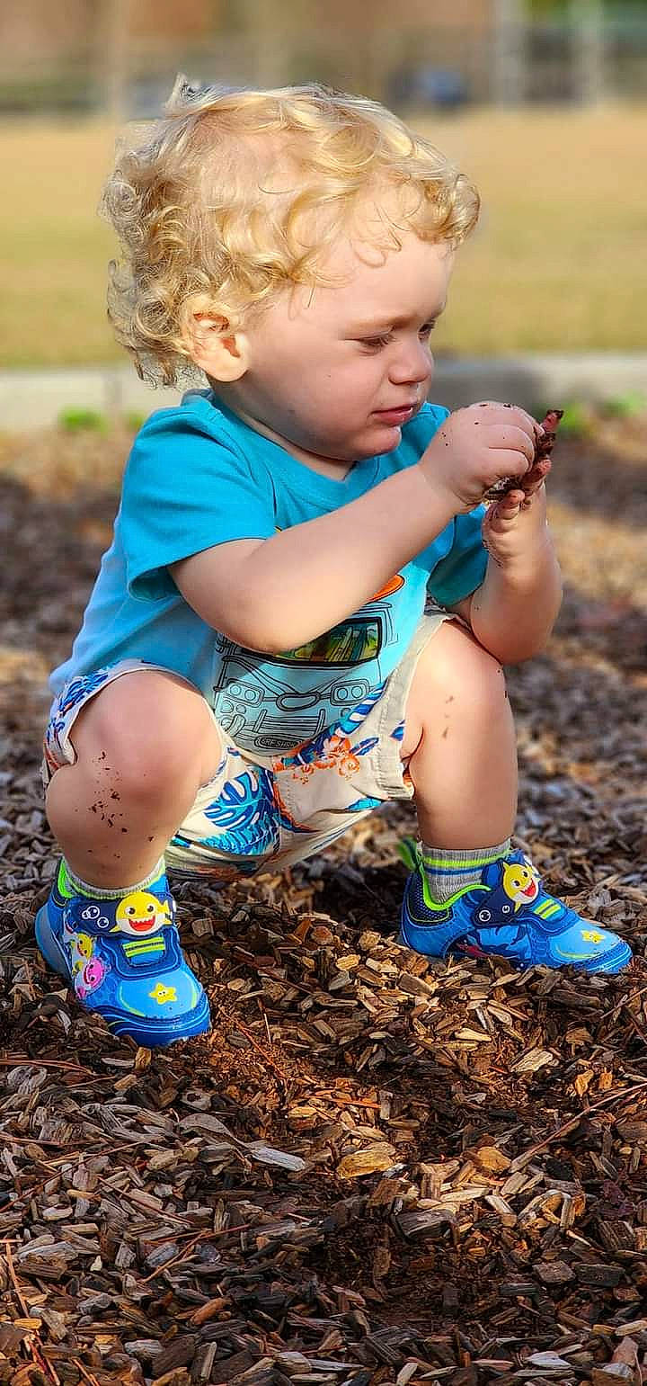 Kolten joined the competition — help win amazing prizes! baby, baby_toddler_clothing, child, electric_blue, fun, gardening, grass, hand, happy, leaf, leisure, people_in_nature, person, play, recreation, sitting, soil, spring, summer, t_shirt