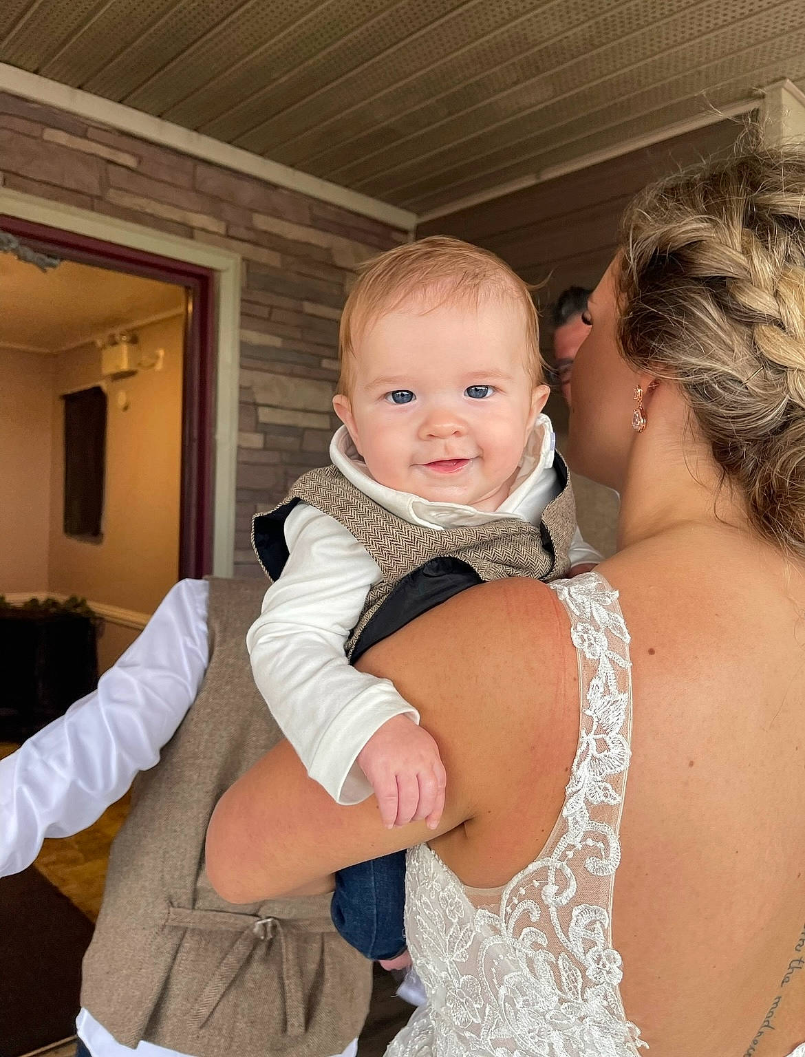 Wylder joined the competition — help win amazing prizes! abdomen, bridal_clothing, child, dress, event, flash_photography, formal_wear, fun, gesture, gown, happy, hug, iris, jewellery, joint, joy, person, shoulder, skin, smile