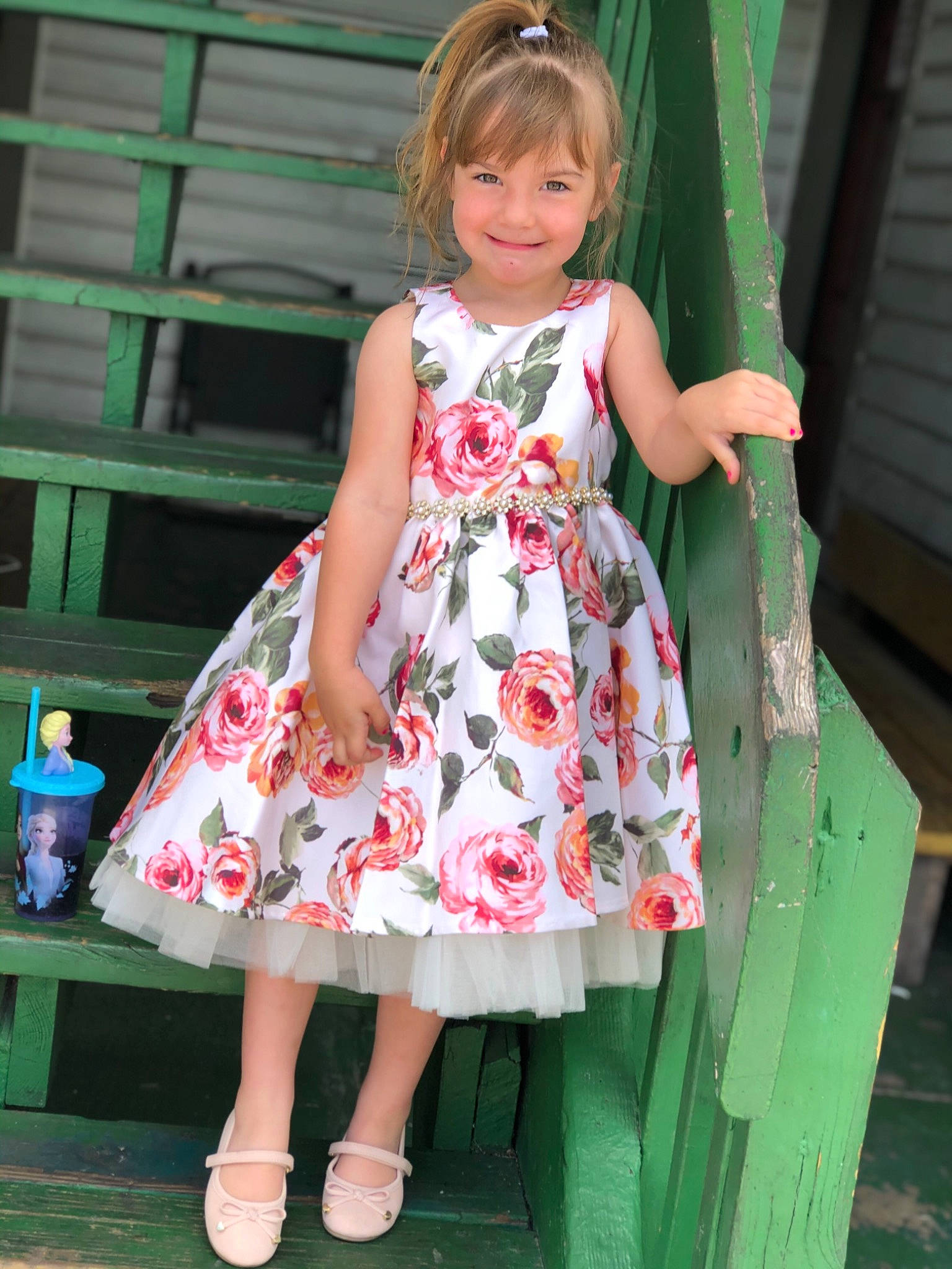 Jesslyn is registered to the contest to win money with this photo: baby_toddler_clothing, day_dress, dress, fun, green, happy, joint, joy, leg, magenta, one_piece_garment, pattern, person, pink, shoe, shoulder, sleeve, smile, textile, toddler