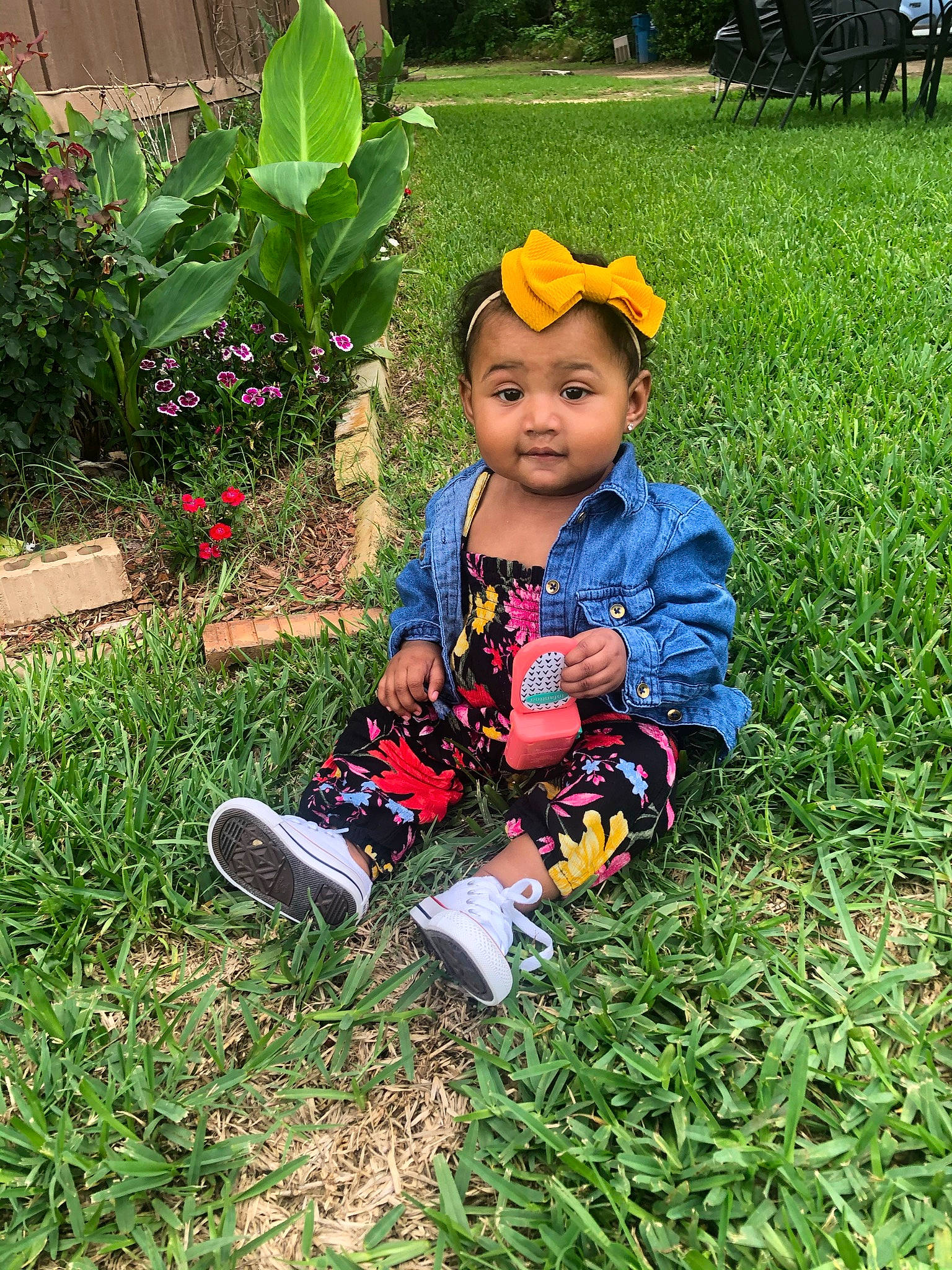 Nevaeh is registered to the contest to win money with this photo: baby, baby_toddler_clothing, botany, flower, fun, garden, grass, grass_family, groundcover, happy, hat, landscape, lawn, leaf, leisure, people_in_nature, person, plant, shrub, toddler