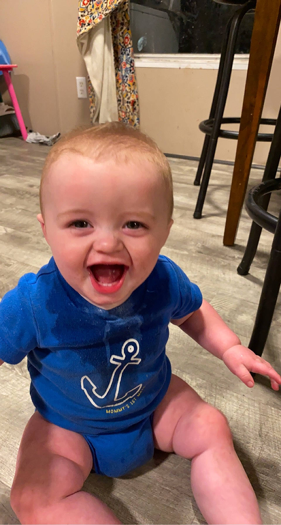 Braxton is registered to the contest to win money with this photo: baby, baby_toddler_clothing, cheek, chest, chin, finger, fun, happy, head, iris, joint, mouth, nose, person, skin, smile, standing, thigh, thumb, toddler