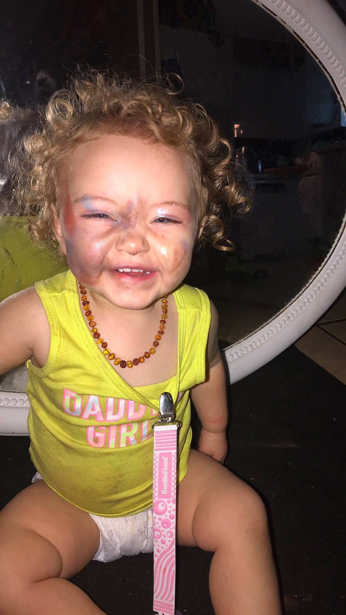 Kaisley joined the competition — help win amazing prizes! baby_toddler_clothing, cheek, chin, eye, eyebrow, eyelash, finger, flash_photography, gesture, hairstyle, happy, iris, lip, mouth, nose, organ, person, pink, skin, smile