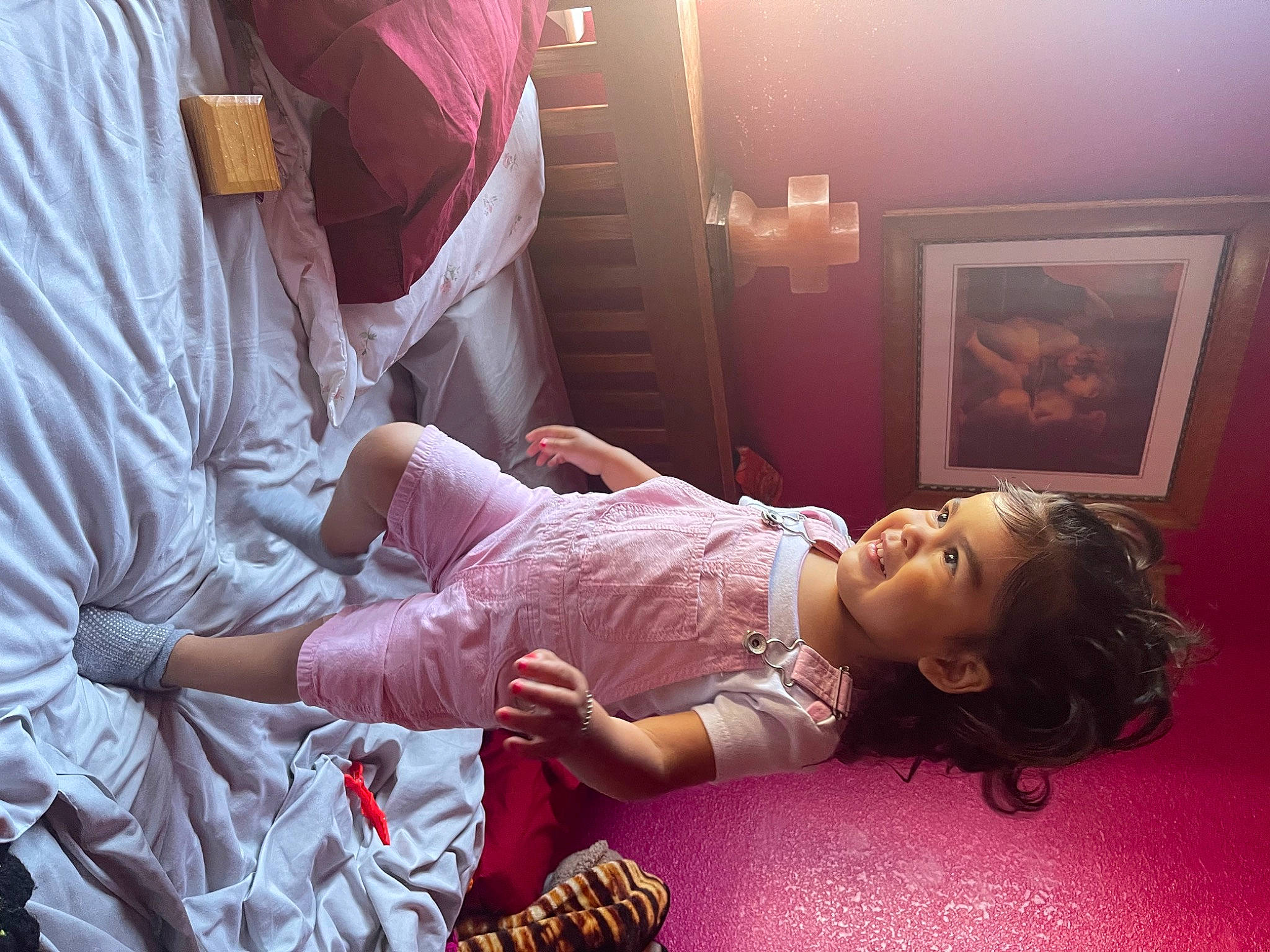 Zia joined the competition — help win amazing prizes! baby, child, comfort, dress, event, flash_photography, flooring, fun, happy, health_care_provider, human_leg, knee, magenta, mouth, person, picture_frame, pink, room, sandal, sitting