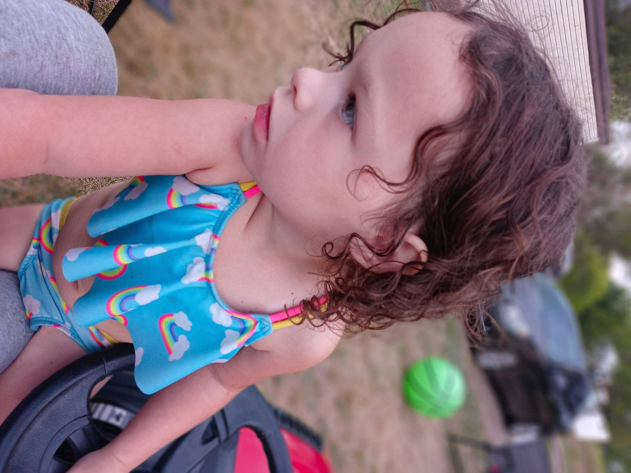 Vada is registered to the contest to win money with this photo: child, fun, grass, neck, person, plant, play, summer, toddler, vacation