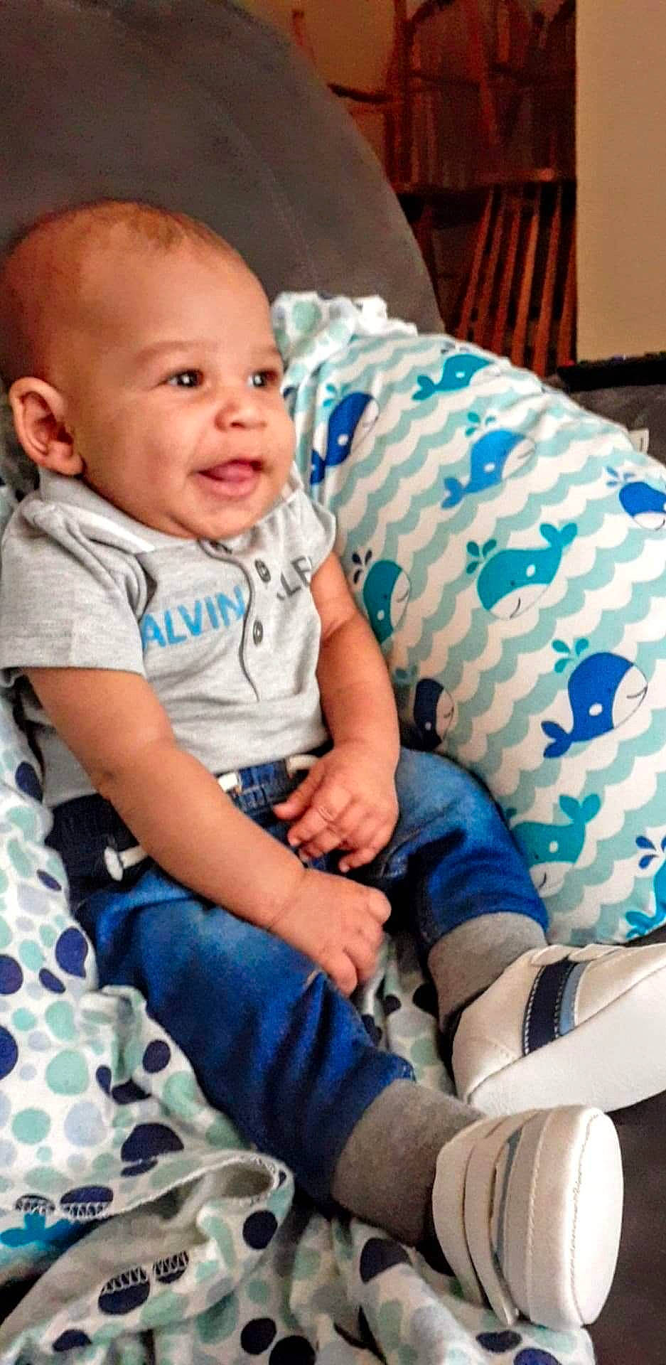 Ayden joined the competition — help win amazing prizes! baby, cheek, child, person, sitting, smile, toddler