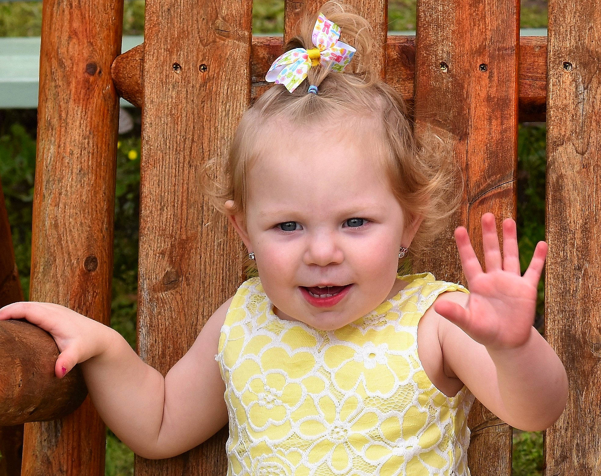 Harper joined the competition — help win amazing prizes! arm, baby_toddler_clothing, botany, eye, face, facial_expression, hair, hairstyle, hand, happy, head, human, iris, leaf, nature, organ, people_in_nature, person, photograph, skin