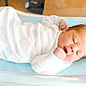 Stetson is registered to the contest to win money with this photo: newborn, baby, infant, blanket, hospital, bassinet, sleeping, wrapped, clothing, mattress, face, hand, skin, cute, hospitalroom, child, lying_down, indoors, newborn_baby, baby_bed