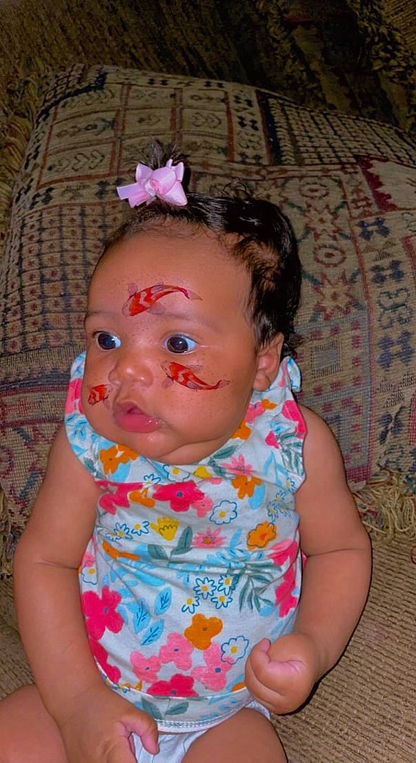 Adalynn is registered to the contest to win money with this photo: baby, baby_toddler_clothing, beauty, cheek, child, chin, dress, eye, eyelash, face, head, iris, lip, mouth, nose, people, person, pink, skin, textile