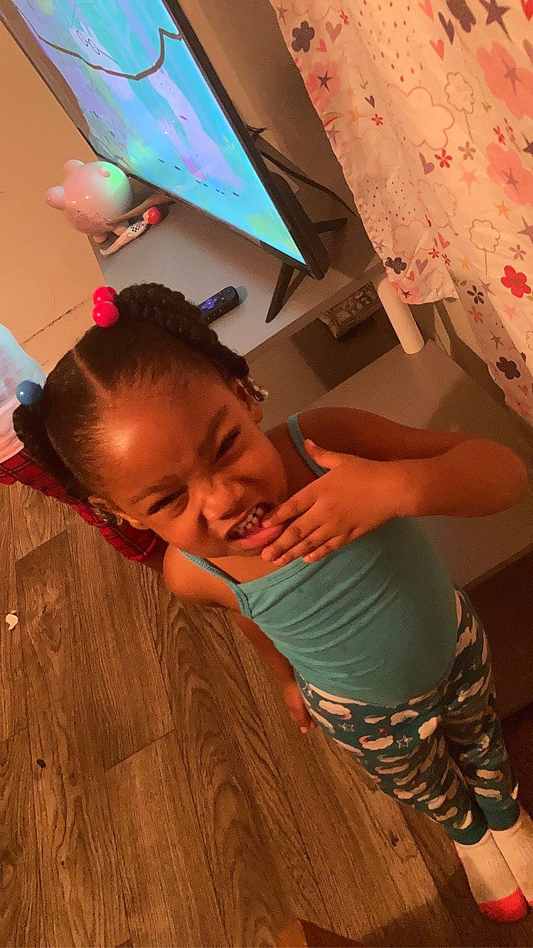 Jleigh joined the competition — help win amazing prizes! child, finger, flooring, fun, hairstyle, happy, hardwood, human_leg, leisure, magenta, party_supply, pattern, person, pink, room, shoulder, skin, toddler, trunk, varnish