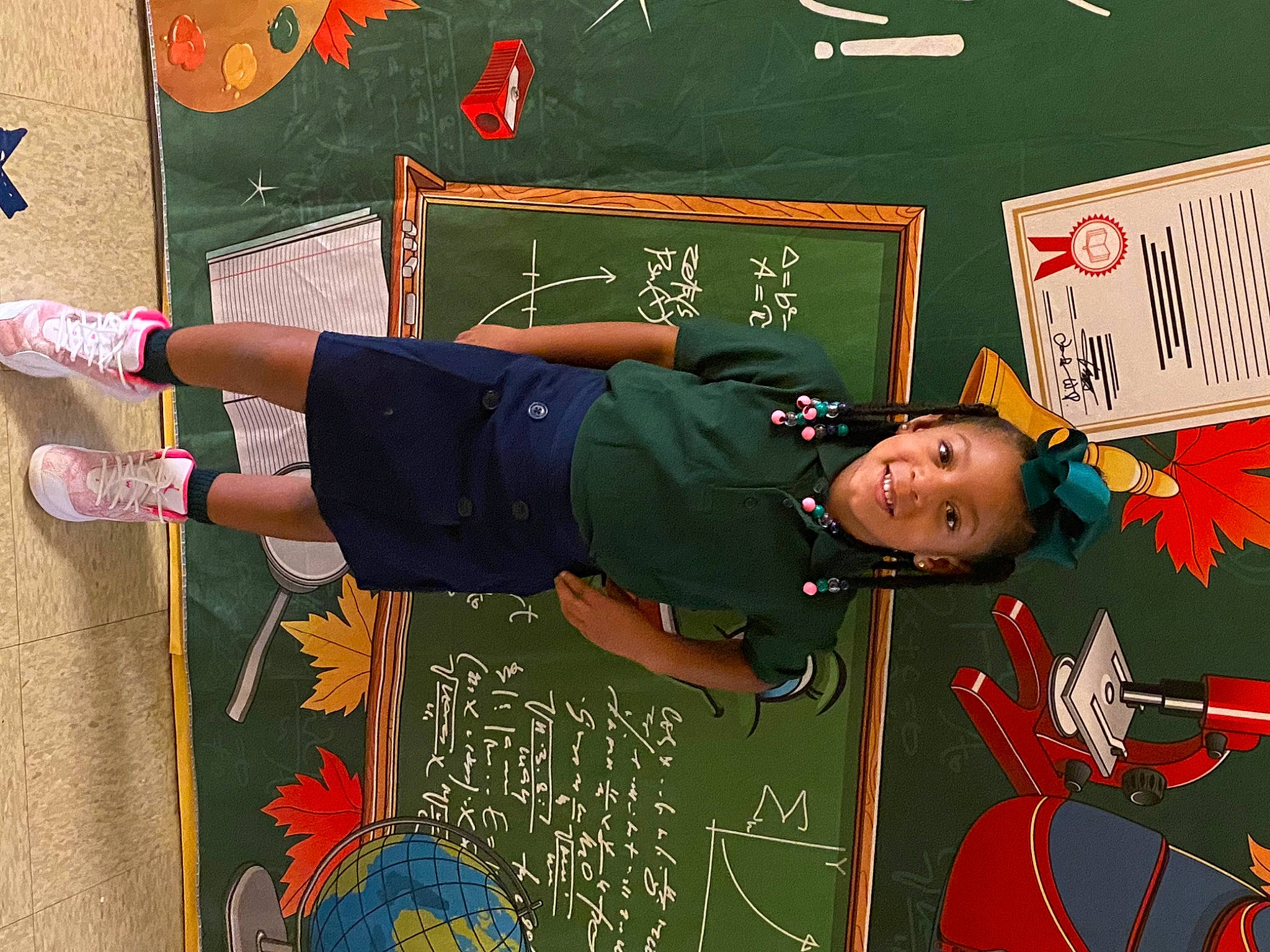 Valleigh joined the competition — help win amazing prizes! balance, blackboard, chalk, child, design, green, handwriting, happy, human_leg, joy, pattern, person, photography, red, room, smile, snapshot, t_shirt, toddler