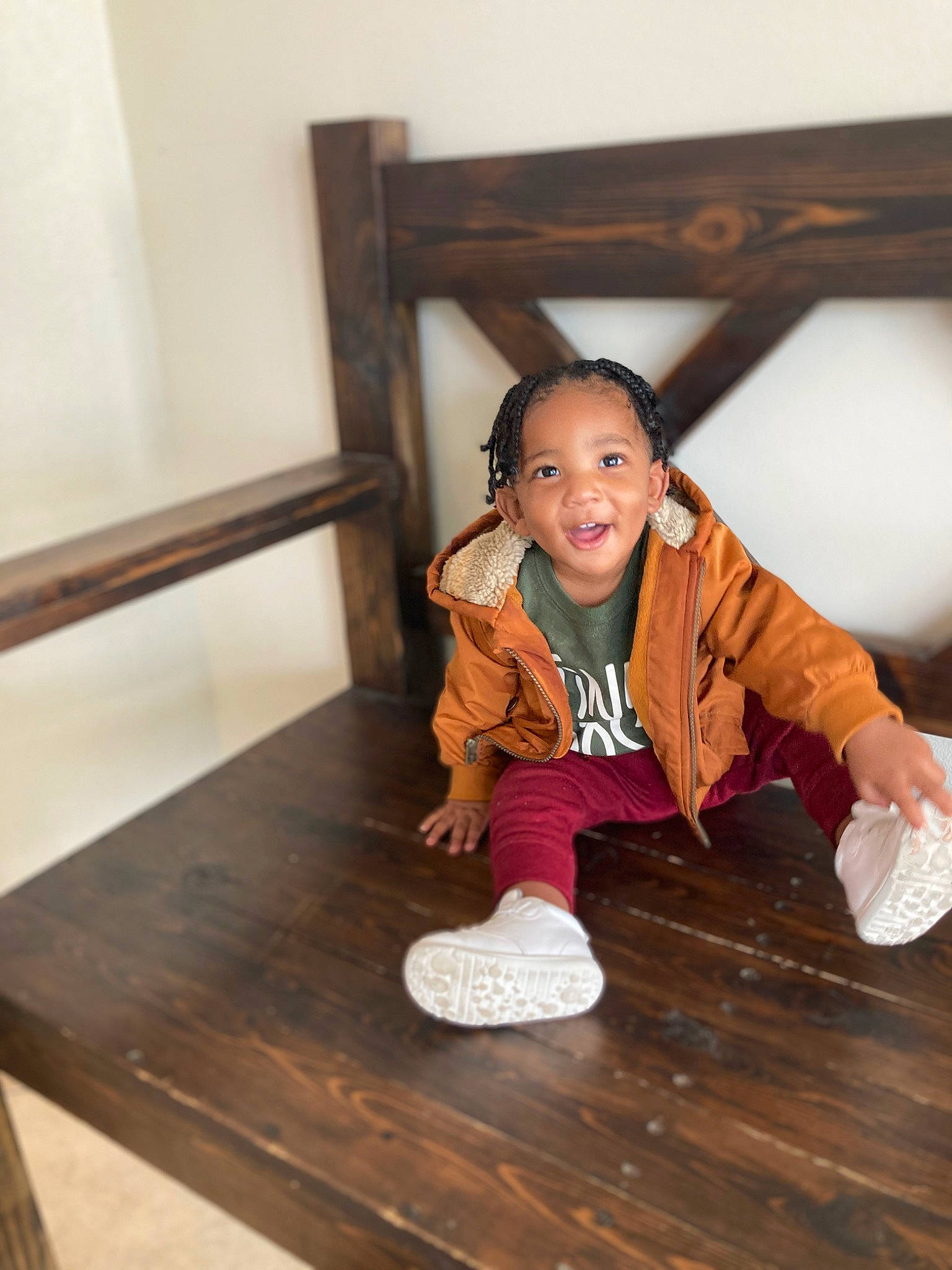 Drelyn is registered to the contest to win money with this photo: floor, flooring, fun, happy, hardwood, house, joy, laminate_flooring, leisure, person, play, plywood, room, sitting, sleeve, t_shirt, table, toddler, varnish, wood