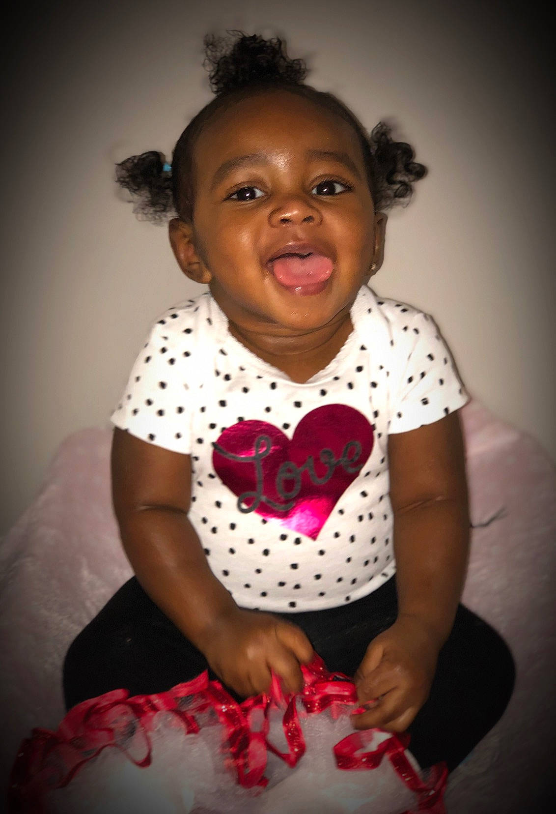 Auri joined the competition — help win amazing prizes! baby, cheek, child, fun, happy, head, heart, human_body, lip, neck, organ, pattern, person, pink, sitting, skin, smile, toddler