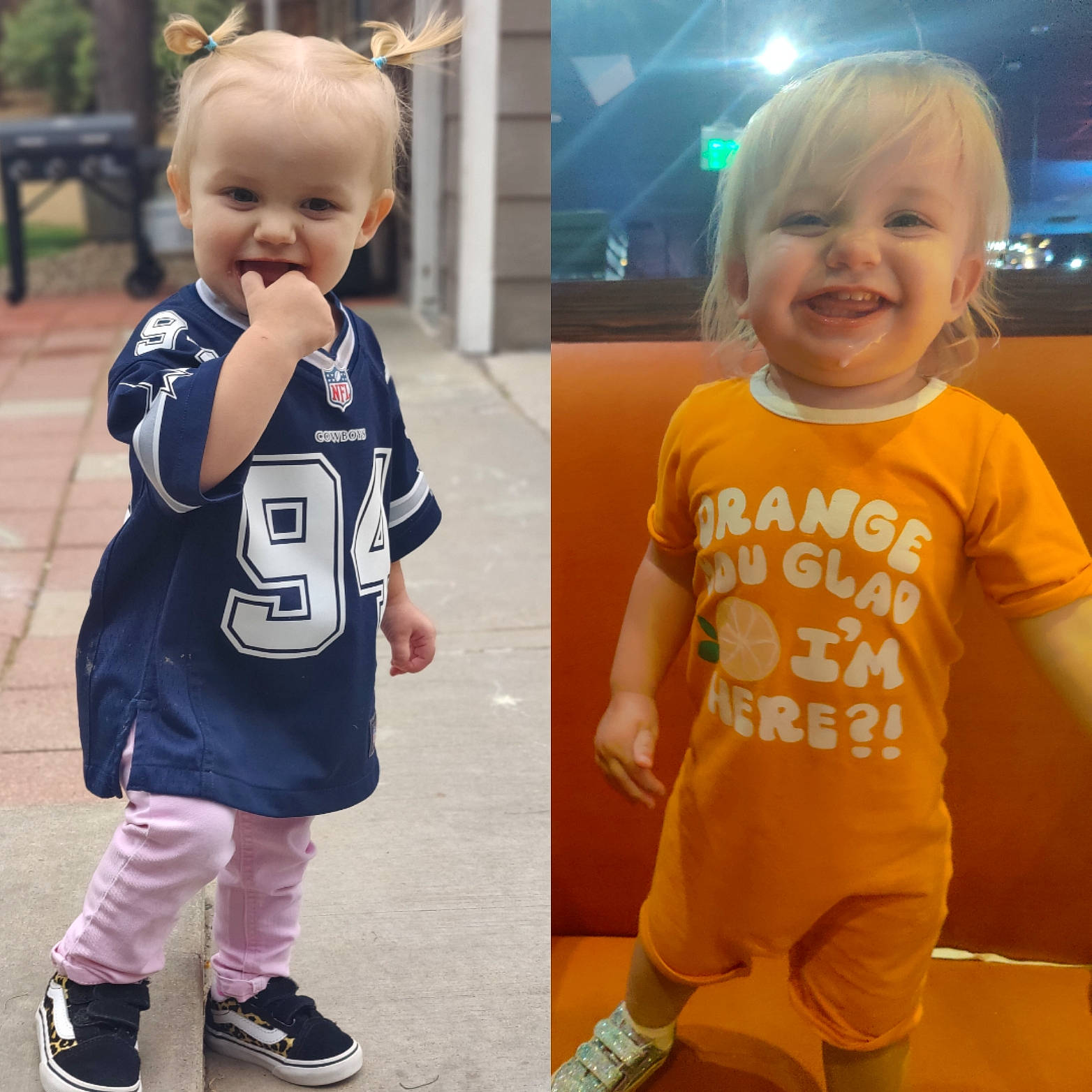 Billie Gean joined the competition — help win amazing prizes! baby, baby_toddler_clothing, child, cool, design, face, gesture, hairstyle, happy, head, jersey, joy, pattern, person, product, sleeve, smile, sportswear, standing, t_shirt