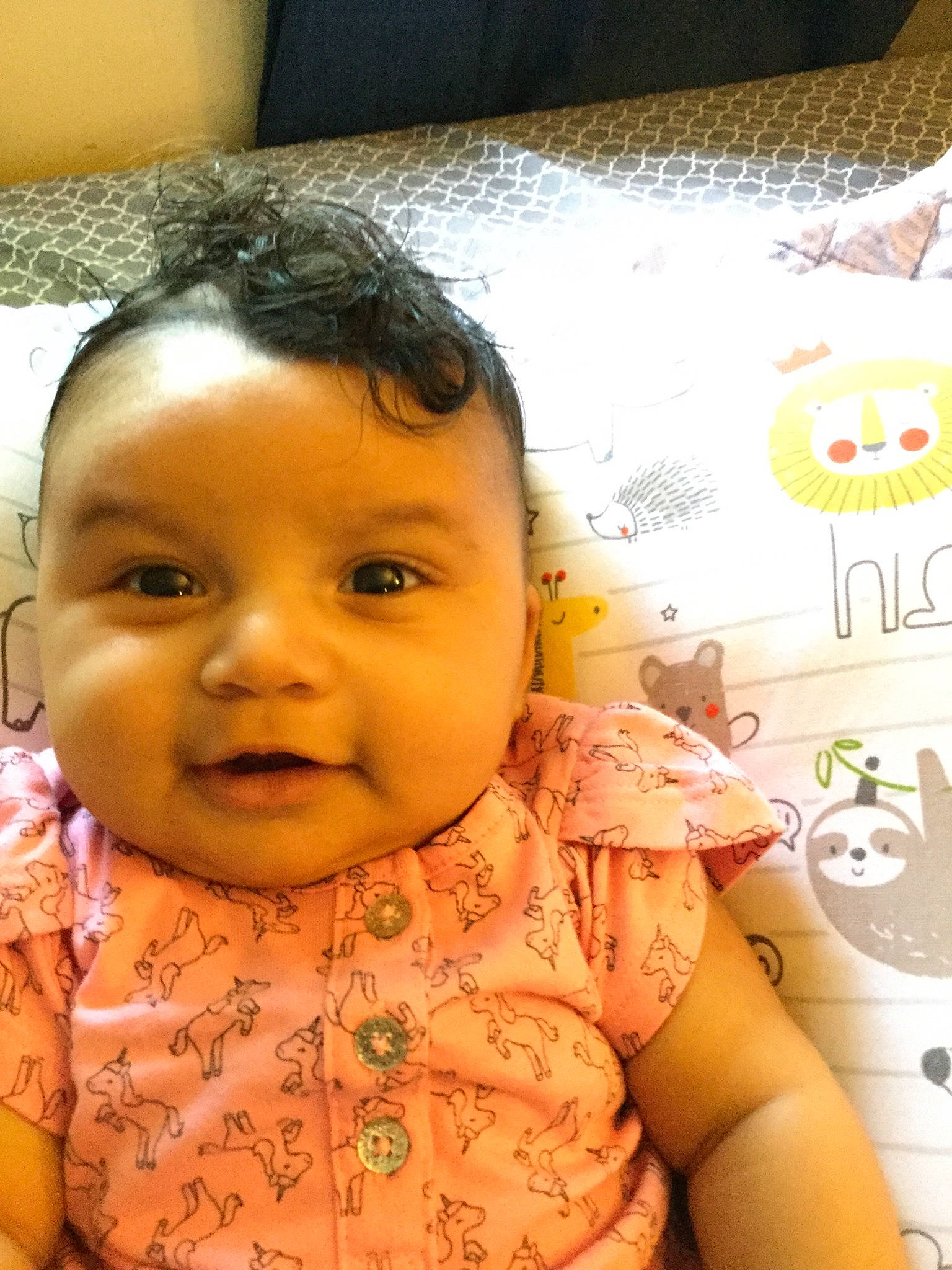 Audree is registered to the contest to win money with this photo: baby, cheek, child, chin, face, forehead, head, lip, nose, person, skin, smile, toddler