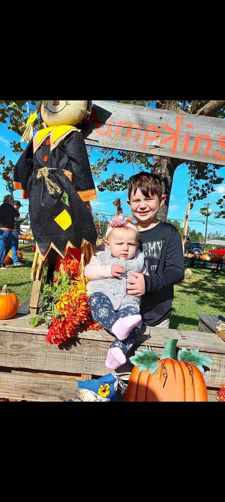 Mckenna joined the competition — help win amazing prizes! calabaza, child, cucurbita, fun, gourd, green, happy, jeans, joy, leaf, leisure, orange, person, photograph, plant, pumpkin, toddler, tree, trousers, vegetable