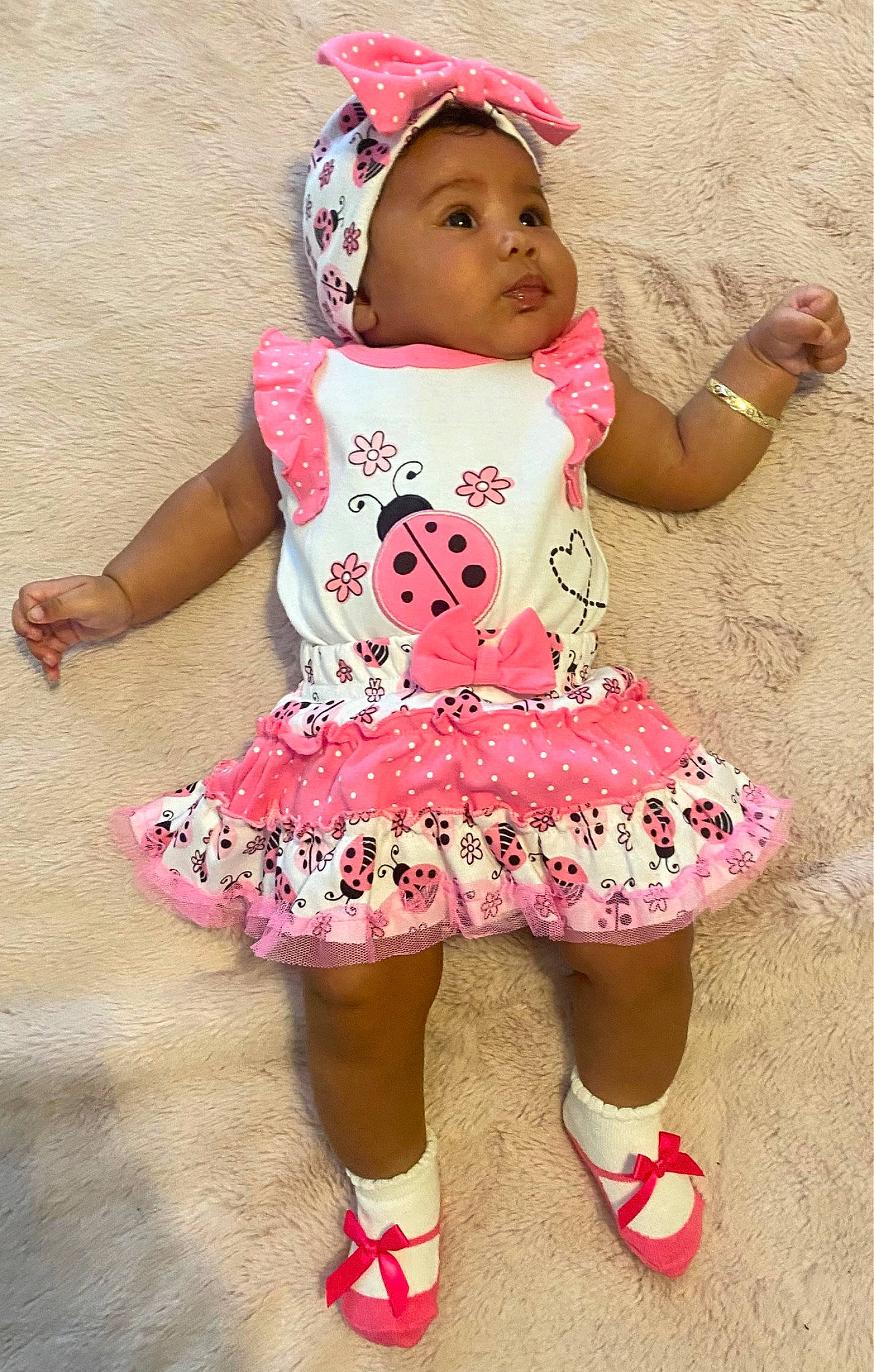 Treasure is registered to the contest to win money with this photo: baby, baby_toddler_clothing, beauty, cap, child, clothing, day_dress, design, dress, fashion_accessory, happy, headwear, human_body, magenta, pattern, person, photograph, pink, sleeve, t_shirt