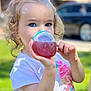 Joy a rejoint le concours — aidez-le/la à gagner de superbes lots ! child, toddler, blue_eyes, curly_hair, white_shirt, heart_shaped_cup, bubble, outdoor, green_grass, sunlight, drink, person, casual, summer, daylight, blurred_background, car, cute, holding, portrait