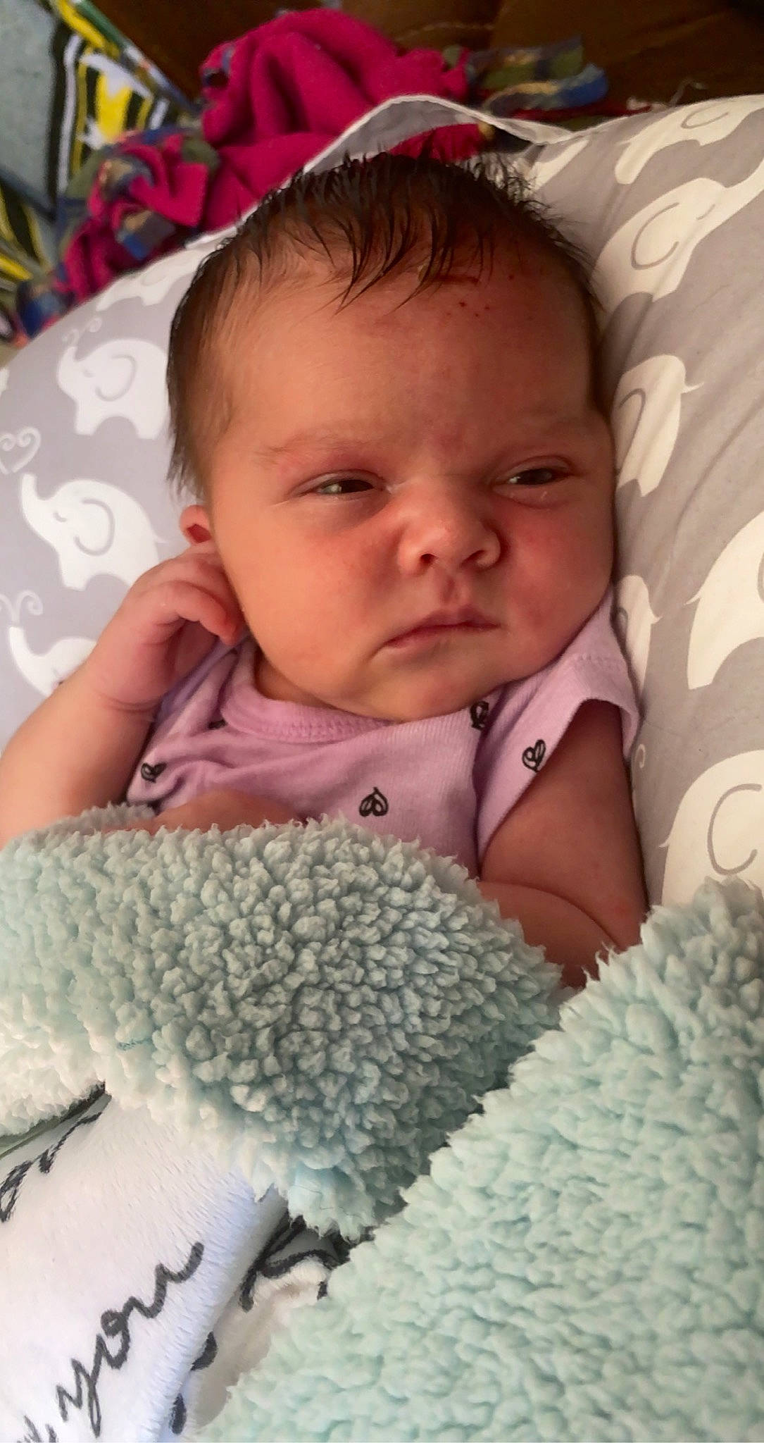 Bella is registered to the contest to win money with this photo: baby, baby_sleeping, baby_toddler_clothing, cheek, child, comfort, eyelash, finger, forehead, hairstyle, iris, linens, mouth, nose, organ, person, pink, product, skin, textile