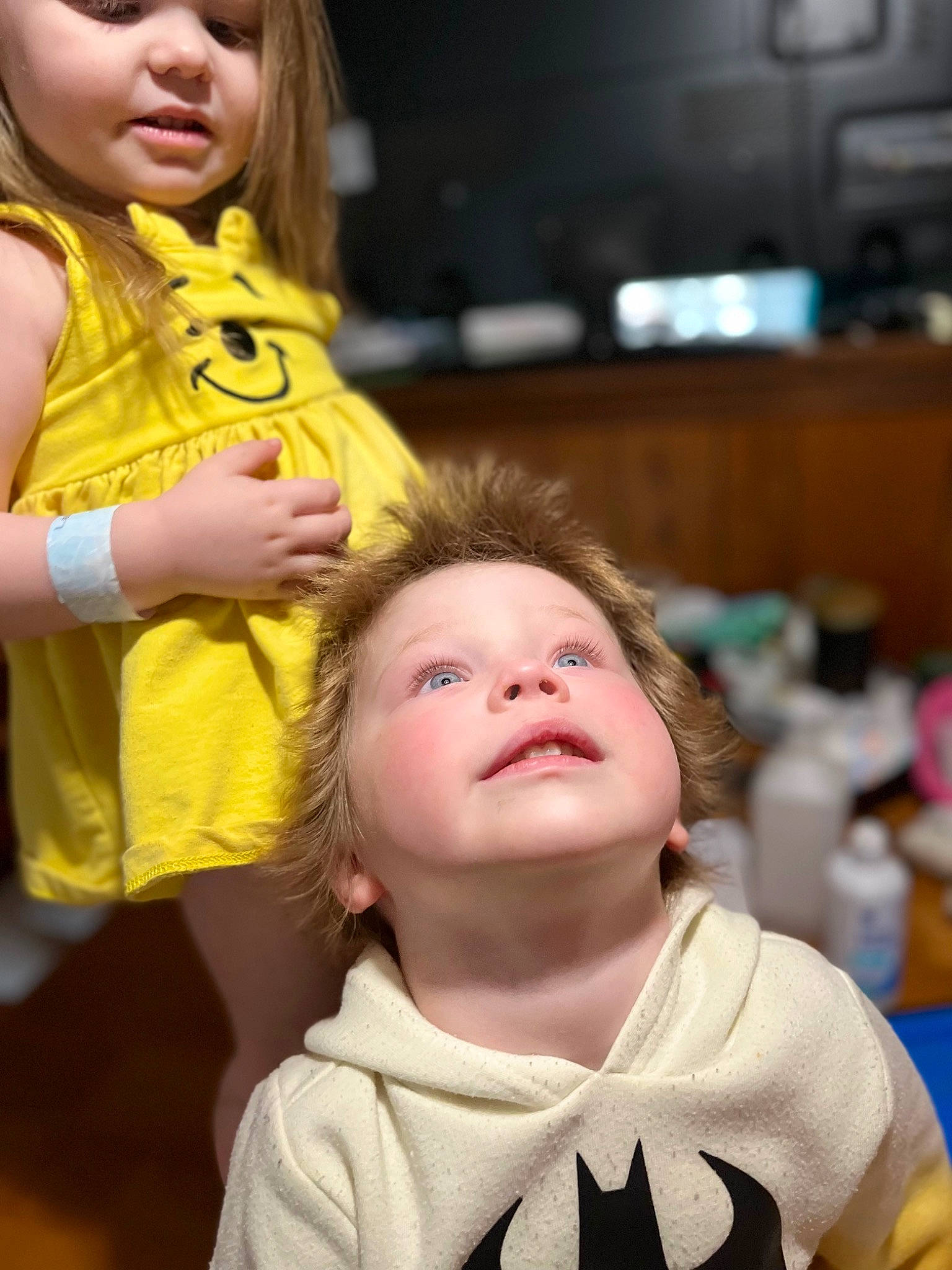 Jasper joined the competition — help win amazing prizes! cheek, child, clothing, eye, eyelash, face, fun, gesture, hair, hairstyle, happy, head, lip, mouth, nose, organ, person, skin, t_shirt, toddler