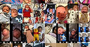 Kaisen joined the competition — help win amazing prizes! baby, newborn, infant, collage, sleeping, yawning, blanket, pacifier, clothing, cute, indoors, portrait, child, hat, car_seat, smiling, family, toddler, person, baby_toys