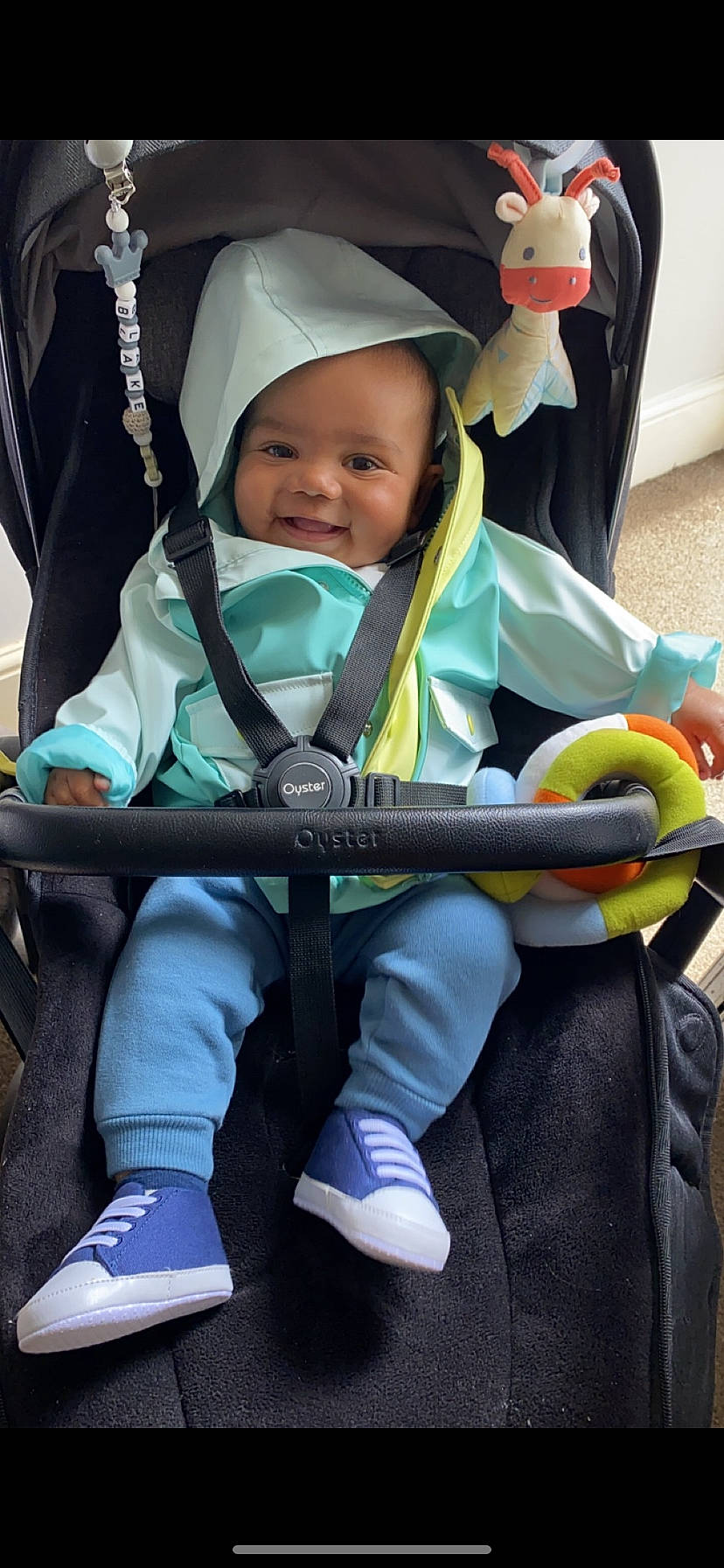 Blake joined the competition — help win amazing prizes! baby, baby_carriage, baby_products, baby_safety, baby_toddler_clothing, child, comfort, event, face, fun, happy, head, joy, leg, person, photograph, shoe, skin, smile, snapshot