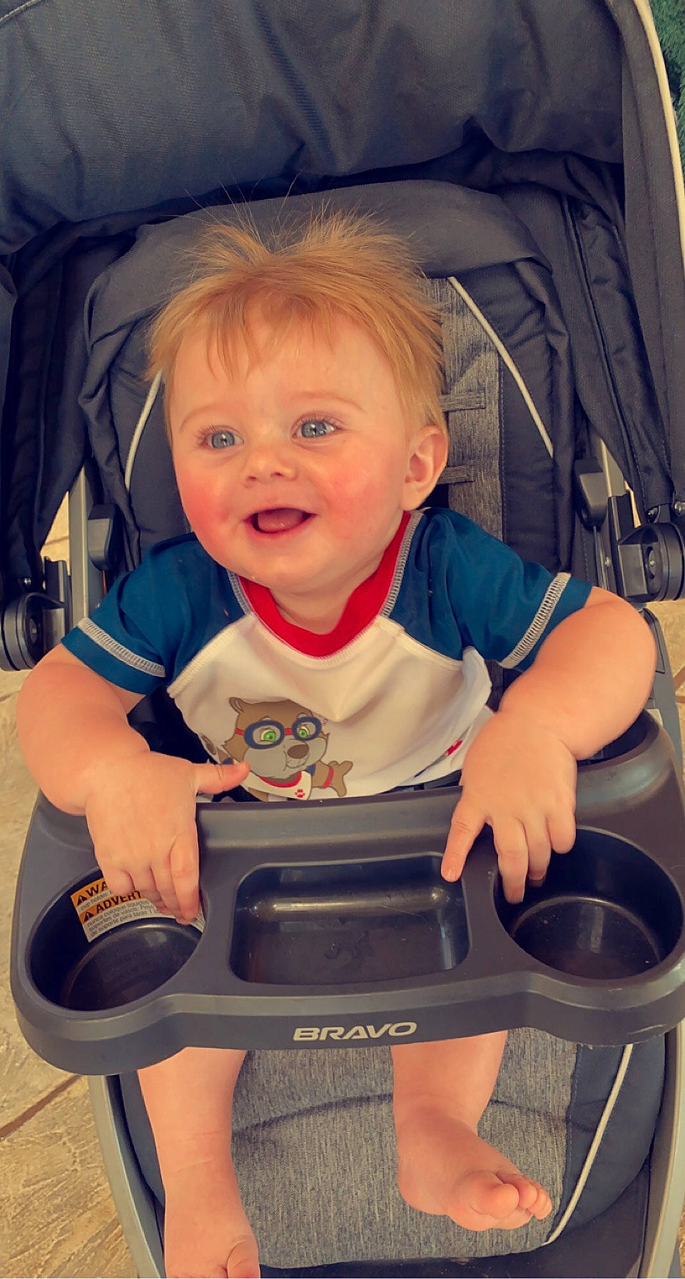 Drew joined the competition — help win amazing prizes! baby, baby_carriage, baby_products, baby_toddler_clothing, blue, chair, child, comfort, electric_blue, facial_expression, fun, hairstyle, human, lap, material_property, organ, person, sitting, skin, smile