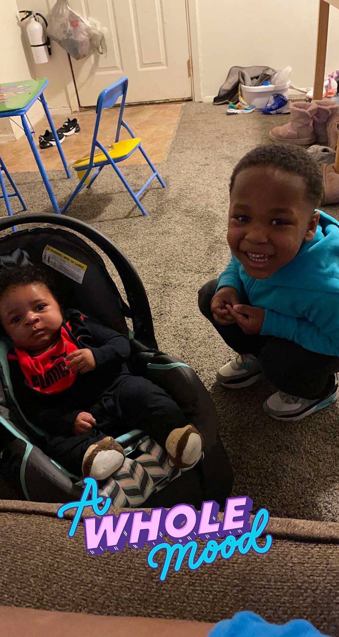 Carter joined the competition — help win amazing prizes! adaptation, baby, chair, child, face, facial_expression, fun, hairstyle, happy, head, joy, leisure, morning, person, photograph, recreation, sharing, skin, smile, social_group