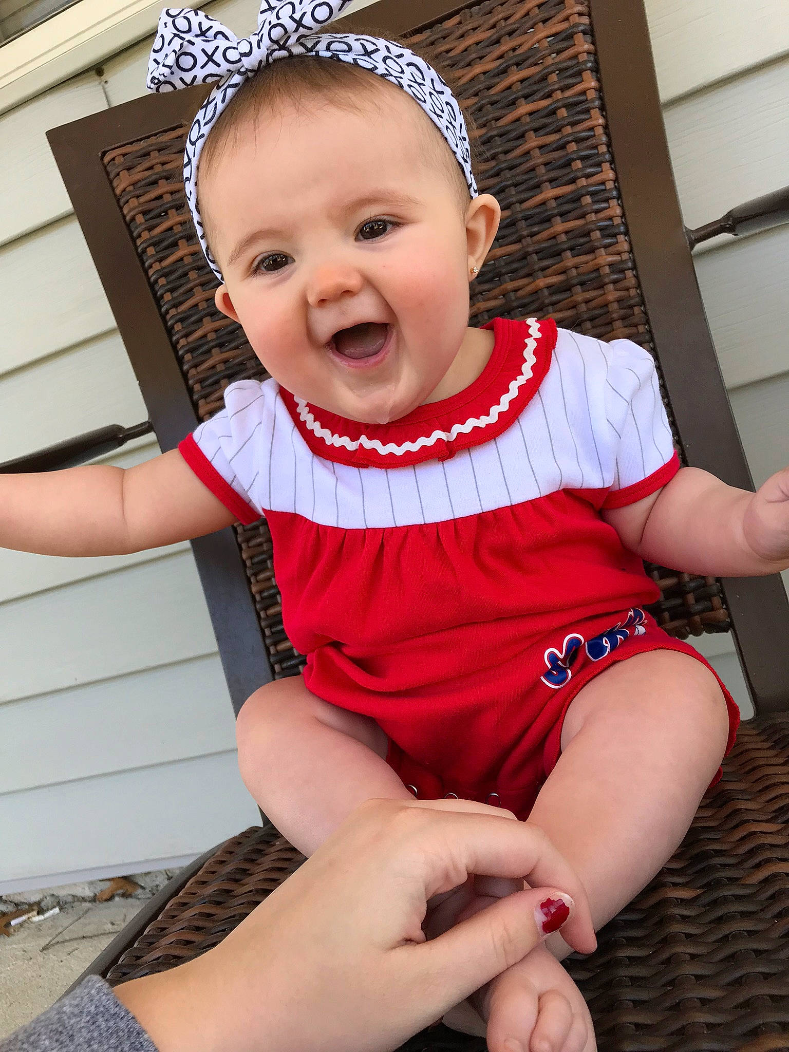Addalyn joined the competition — help win amazing prizes! baby, baby_products, baby_toddler_clothing, cheek, child, dress, face, facial_expression, finger, hand, head, headgear, leg, person, pink, product, red, sitting, skin, smile