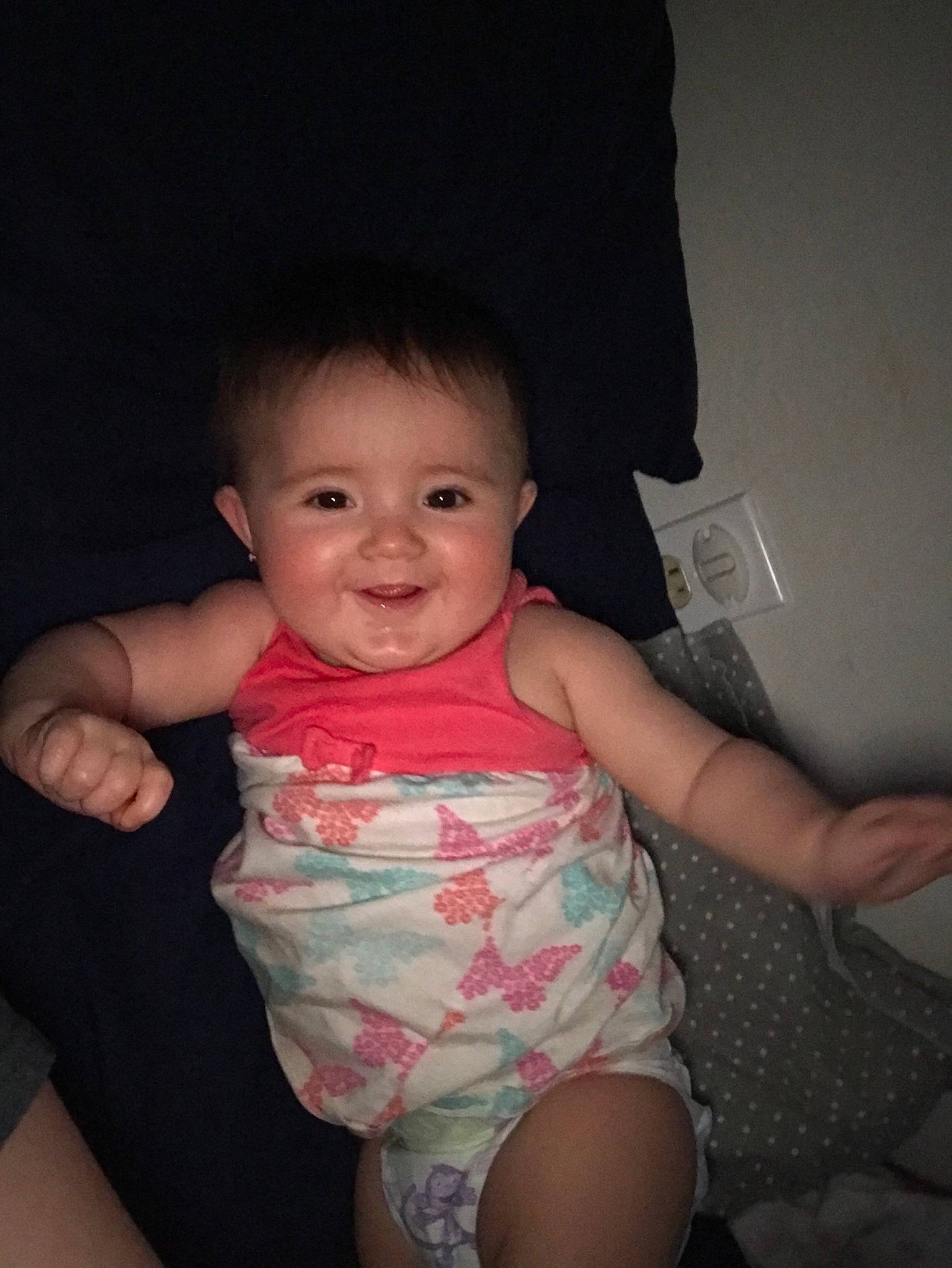 Addalyn joined the competition — help win amazing prizes! arm, baby, cheek, child, daughter, electronic_device, eye, face, finger, fun, hand, head, joy, leg, person, pink, sitting, skin, smile, thumb