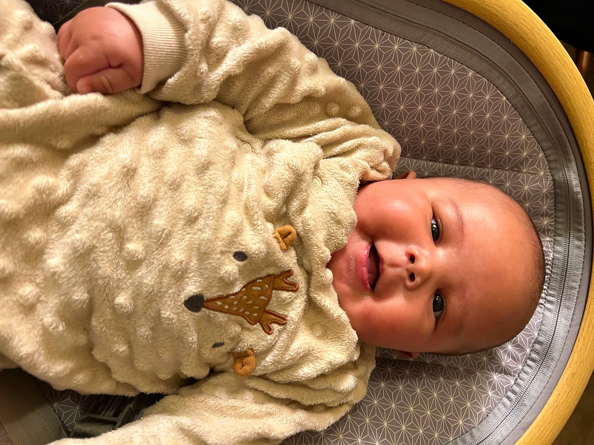 Kamari joined the competition — help win amazing prizes! baby, baby_products, baby_safety, baby_sleeping, baby_toddler_clothing, cheek, child, comfort, happy, linens, pattern, person, photograph, skin, sleeve, smile, thumb, toddler, white, wool