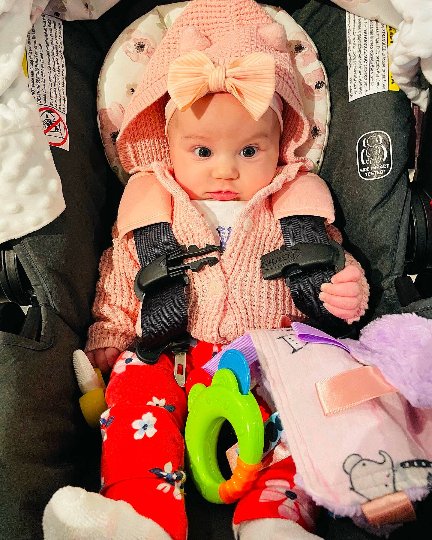 Amelia joined the competition — help win amazing prizes! baby, baby_toddler_clothing, cheek, child, cool, doll, eyelash, fashion_accessory, fun, happy, hat, headgear, headwear, pattern, person, pink, product, skin, textile, toddler