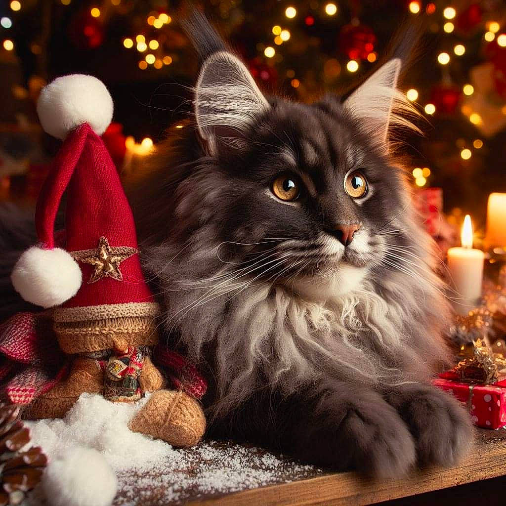 Salsa a rejoint le concours — aidez-le/la à gagner de superbes lots ! candle, carnivore, cat, christmas, christmas_decoration, christmas_ornament, christmas_tree, event, felidae, fur, holiday, holiday_ornament, light, lighting, ornament, plant, small_to_medium_sized_cats, tree, whiskers, window
