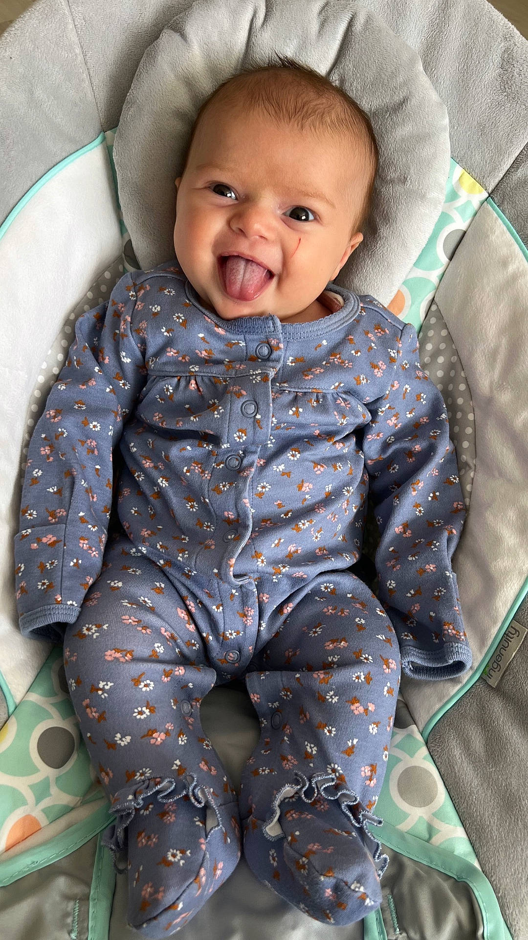 baby, babylaughing, bed, bodypart, clothing, cushion, face, furniture, happy, head, homedecor, laughing, mouth, pajamas, pants, person, photography, portrait, smile, teeth