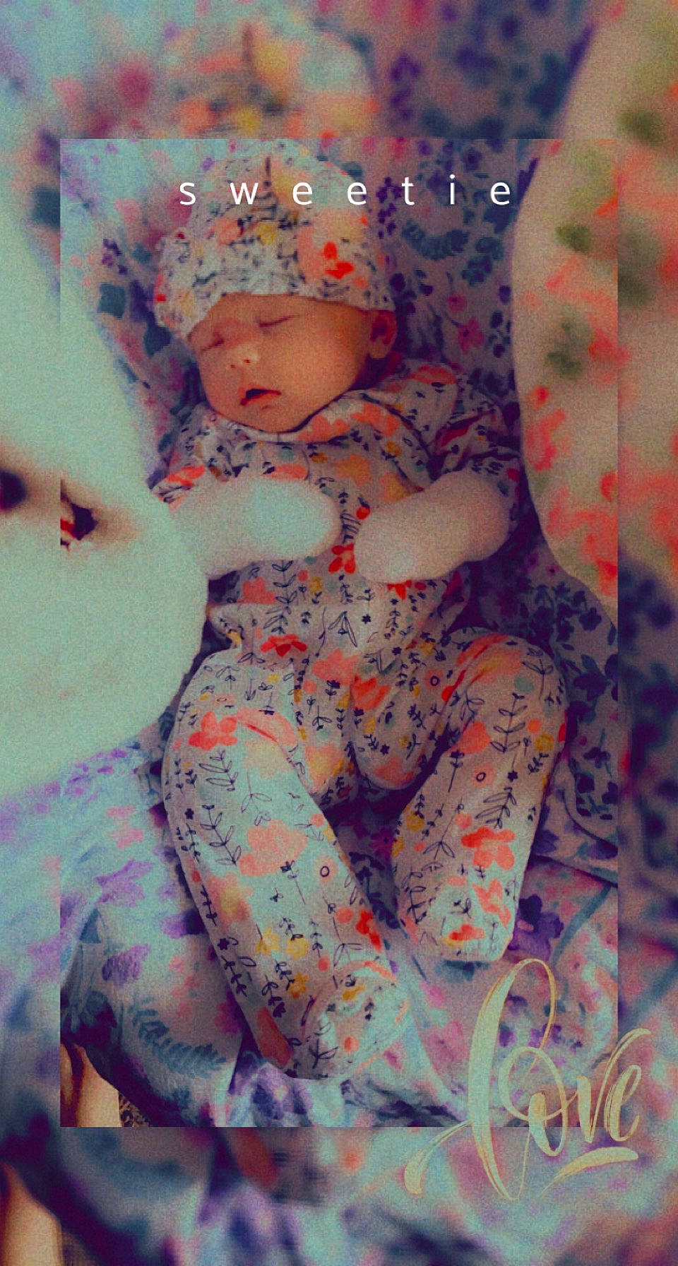 Lilyana is registered to the contest to win money with this photo: baby, baby_products, baby_sleeping, baby_toddler_clothing, carmine, child, comfort, doll, fictional_character, head, headwear, human_body, linens, magenta, pattern, person, petal, pink, stuffed_toy, teddy_bear