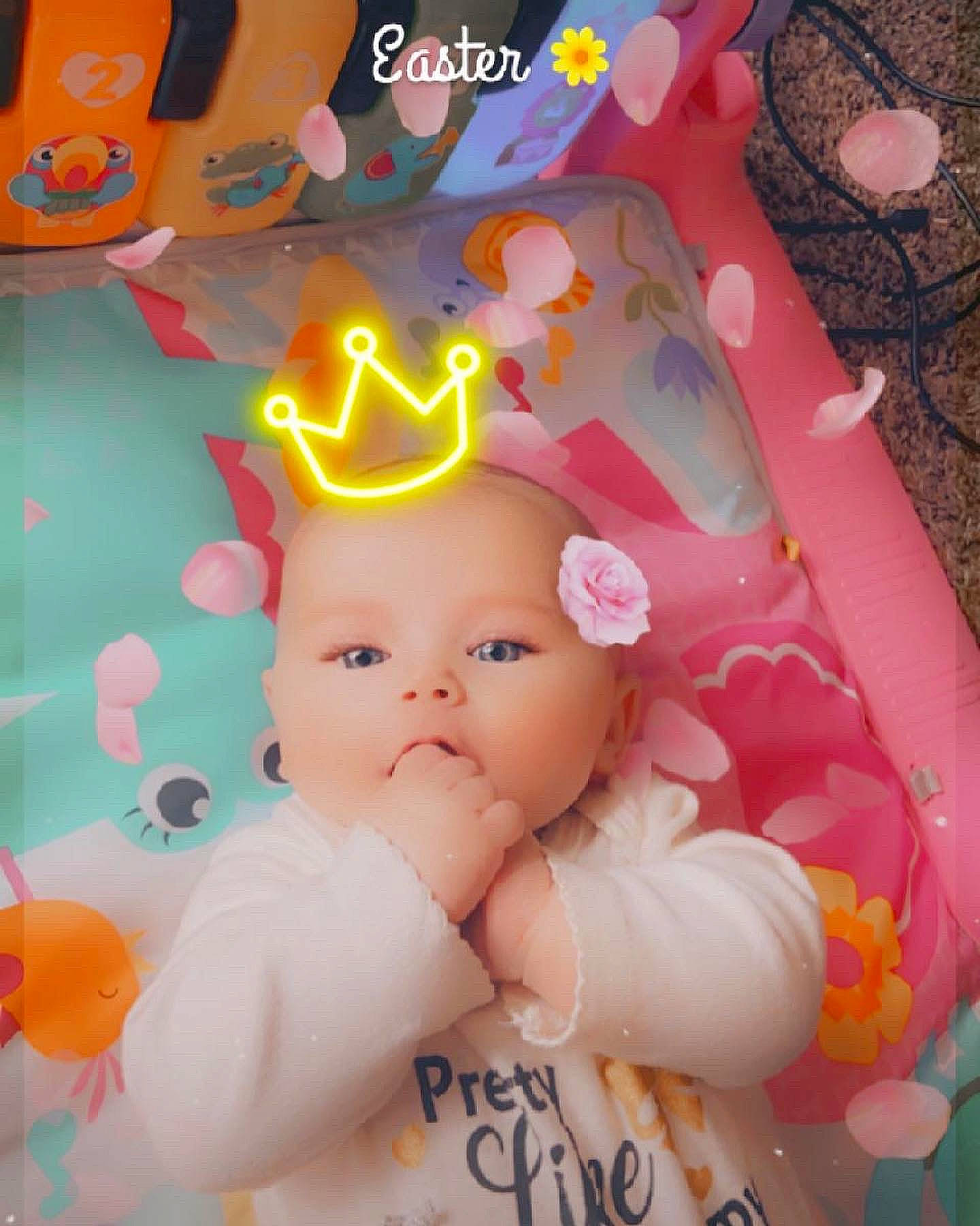 Lilyana is registered to the contest to win money with this photo: baby, baby_playing_with_toys, baby_products, baby_toddler_clothing, baby_toys, child, costume_hat, fashion_accessory, font, fun, happy, headgear, magenta, party_hat, party_supply, pattern, person, pink, play, product