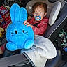 Zandar joined the competition — help win amazing prizes! baby, blanket, blue_bunny, car_interior, car_seat, car_trip, child, child_safety, comfort, infant, pacifier, plush_toy, red_hoodie, seat, seatbelt, stuffed_animal, toddler, toy, travel, young_child