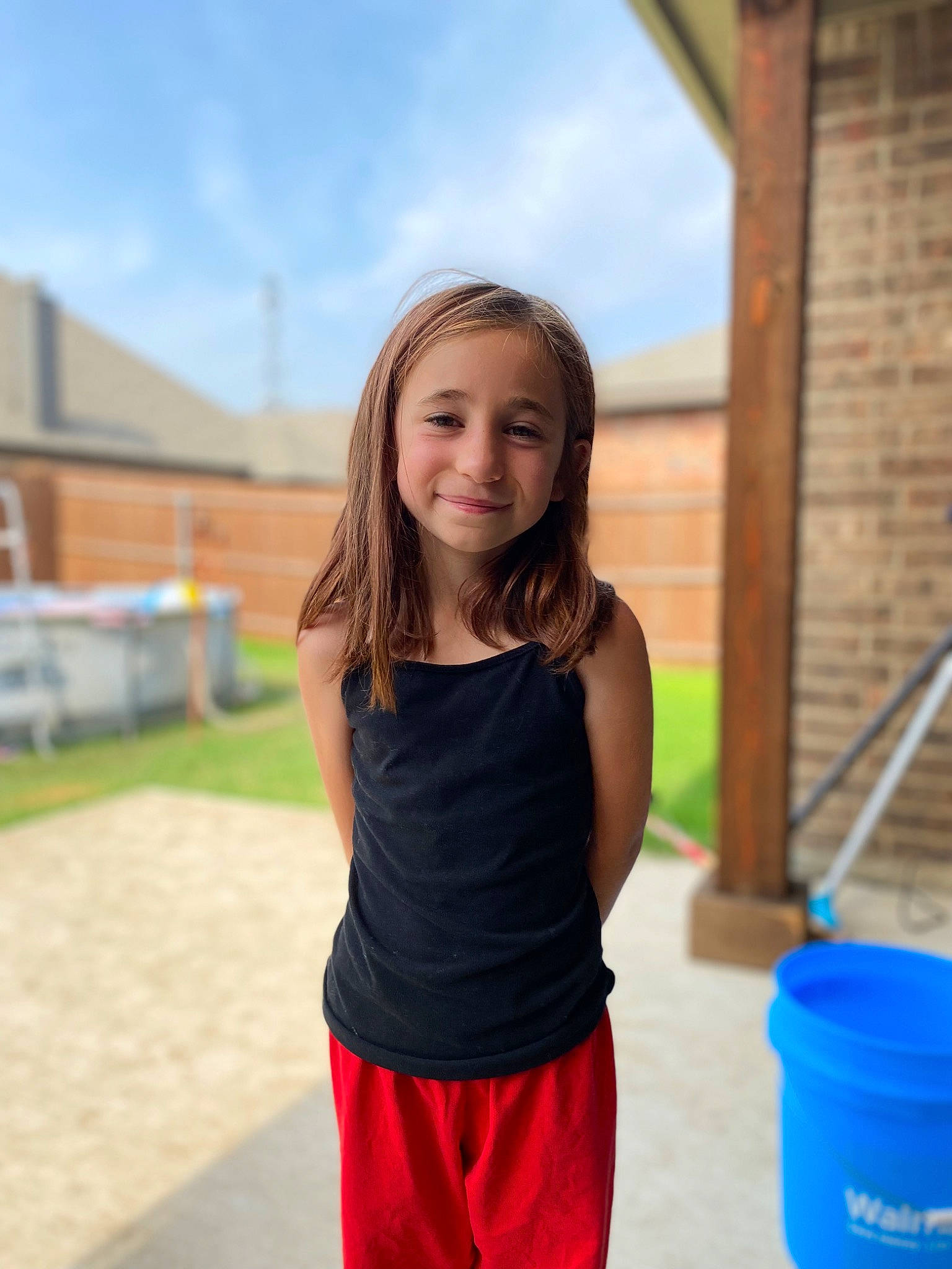 Zoey is registered to the contest to win money with this photo: blond, blue, child, cloud, electric_blue, event, face, fun, happy, joy, ladder, leisure, magenta, person, sky, sleeve, smile, summer, t_shirt, travel