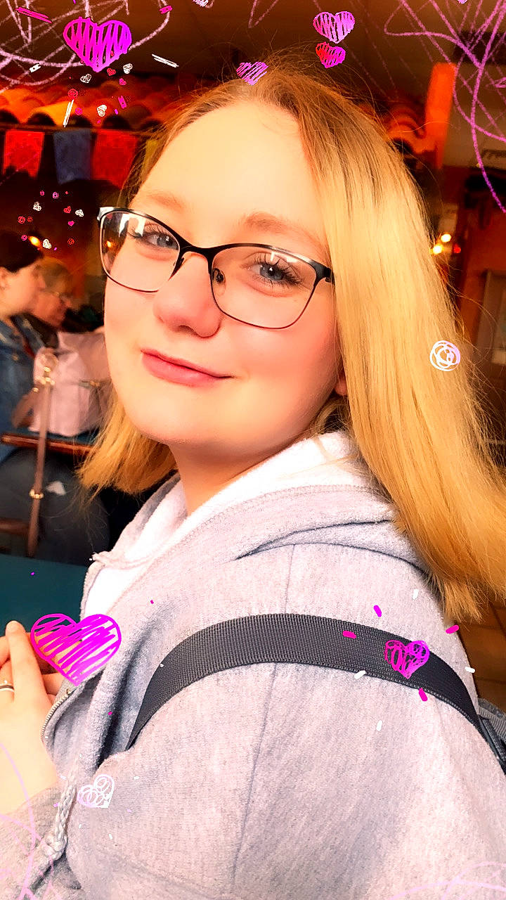 Morgan is registered to the contest to win money with this photo: bangs, beauty, black_hair, chin, cool, eyebrow, eyewear, facial_expression, fashion, glasses, hairstyle, happy, head, joy, lip, long_hair, person, pink, product, skin