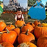 Lisa joined the competition — help win amazing prizes! child, toddler, pumpkin, pumpkin_patch, autumn, fall, outdoor, fairytale, castle, cinderella, costume, overalls, hair_bows, smiling, sitting, hay, farm, harvest, orange, portrait