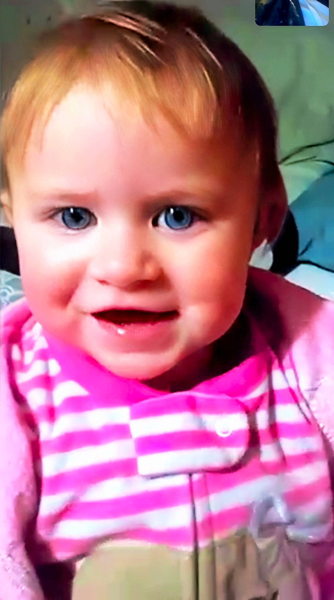 Oliviah is registered to the contest to win money with this photo: baby, baby_toddler_clothing, cheek, ear, eyebrow, eyelash, forehead, gesture, happy, human_body, iris, jaw, lip, mouth, nose, person, pink, skin, sleeve, smile