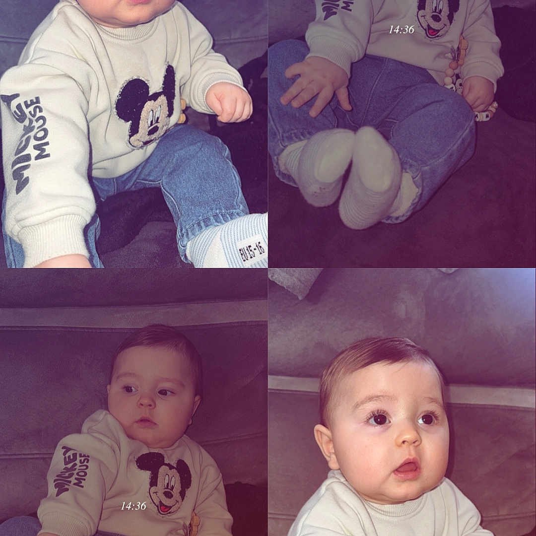 Noham participe au concours pour gagner de l'argent avec cette photo : baby, beaded_teether, child, collage, couch, cozy, cute, four_panel, indoor, infant, jeans, mickey_mouse, portrait, sitting, socks, sofa, soft_lighting, sweatshirt, toddler, wide_eyes